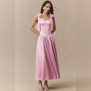 Hutch Ballerina Bow-Sleeve Drop-Waist Midi Dress